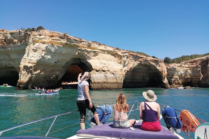 Full day private yacht from lagos with drinks, tapas, paddle boards and kayak - Ponta da Piedade cliffs: limestone pillars, arches, and cave views