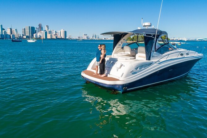 Miami Private Yacht Rental 2 to 4 hours for 12 people - On-board comfort that actually helps: Bluetooth music, cooler, and a real restroom