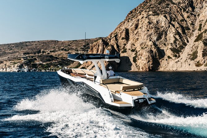 Milos: Private Yacht Tour—Kleftiko Sarakiniko Poliegos - Sarakiniko’s moonlike rocks: the famous Milos view, timed for enjoyment