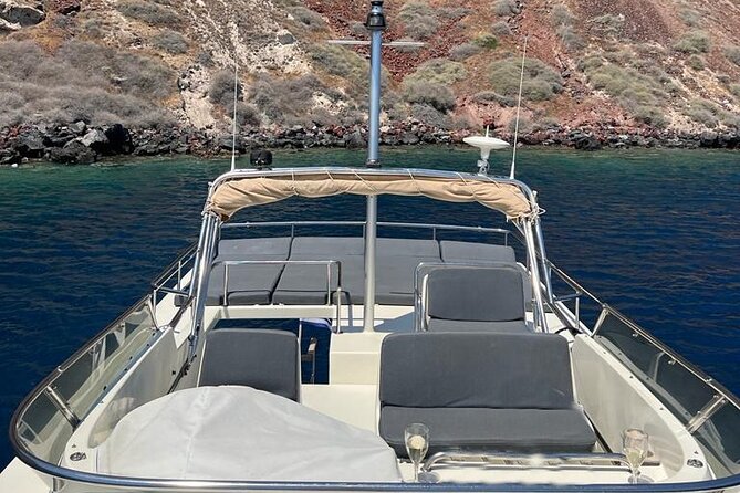 Private Full-Day Motor Yacht Cruise with Meal, Open Bar+Transfers - Santorini Volcano and Palea Kameni: your choice to hike vs. just swim