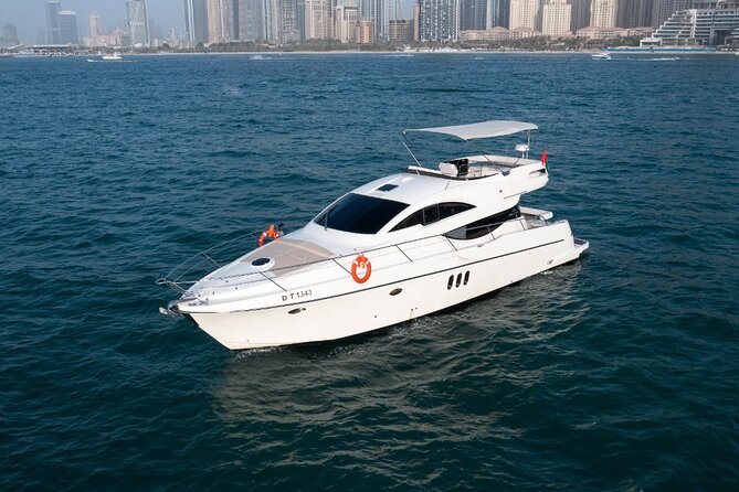 Private Yacht Cruising Rental from Dubai Marina - The sightseeing loop: JBR, Blue Water Island, Atlantis The Palm, Burj Al Arab (and sometimes Ain Dubai)
