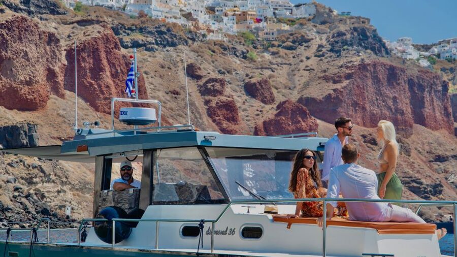 Santorini: Private Diamond 36 Motor Yacht Caldera Cruise - Volcano Hot Springs: The Rejuvenating Dip With Real Power
