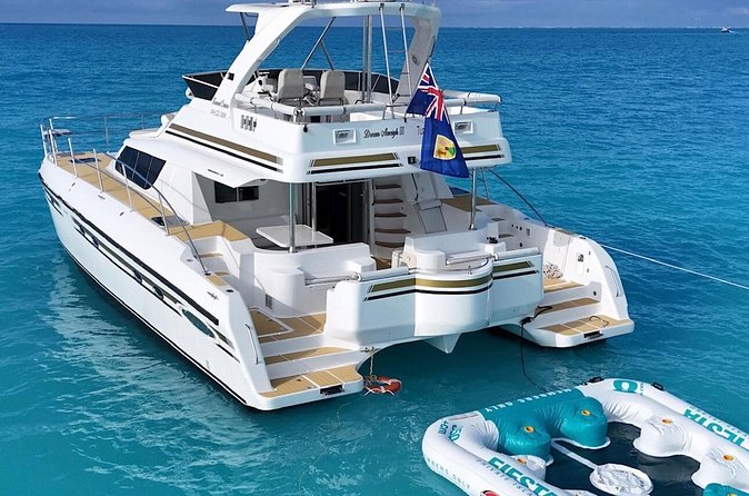 Turks and Caicos Full-Day Luxury Private Yacht Charter - Floating “party island” inflatables and the onboard vibe